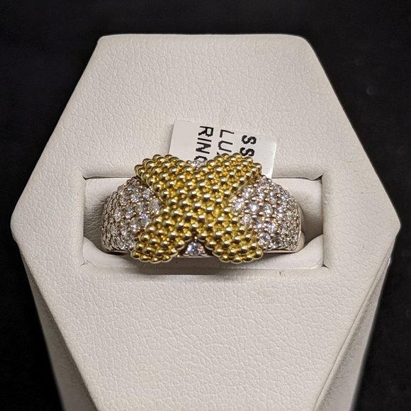SOLD!!! - LAGOS Caviar Lux X-Wrap Diamond Ring in 18K & Sterling Silver - Picture 1 of 7